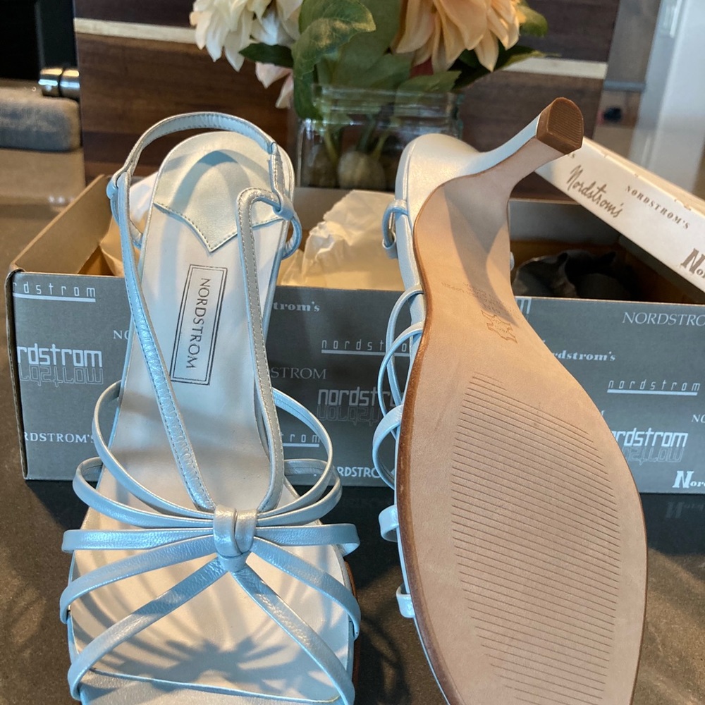Light Blue Strappy low heels
